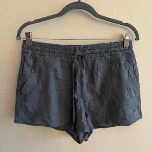Slate Blue Floral Embroidered Cotton Lightweight Short from Anthropologie Size S